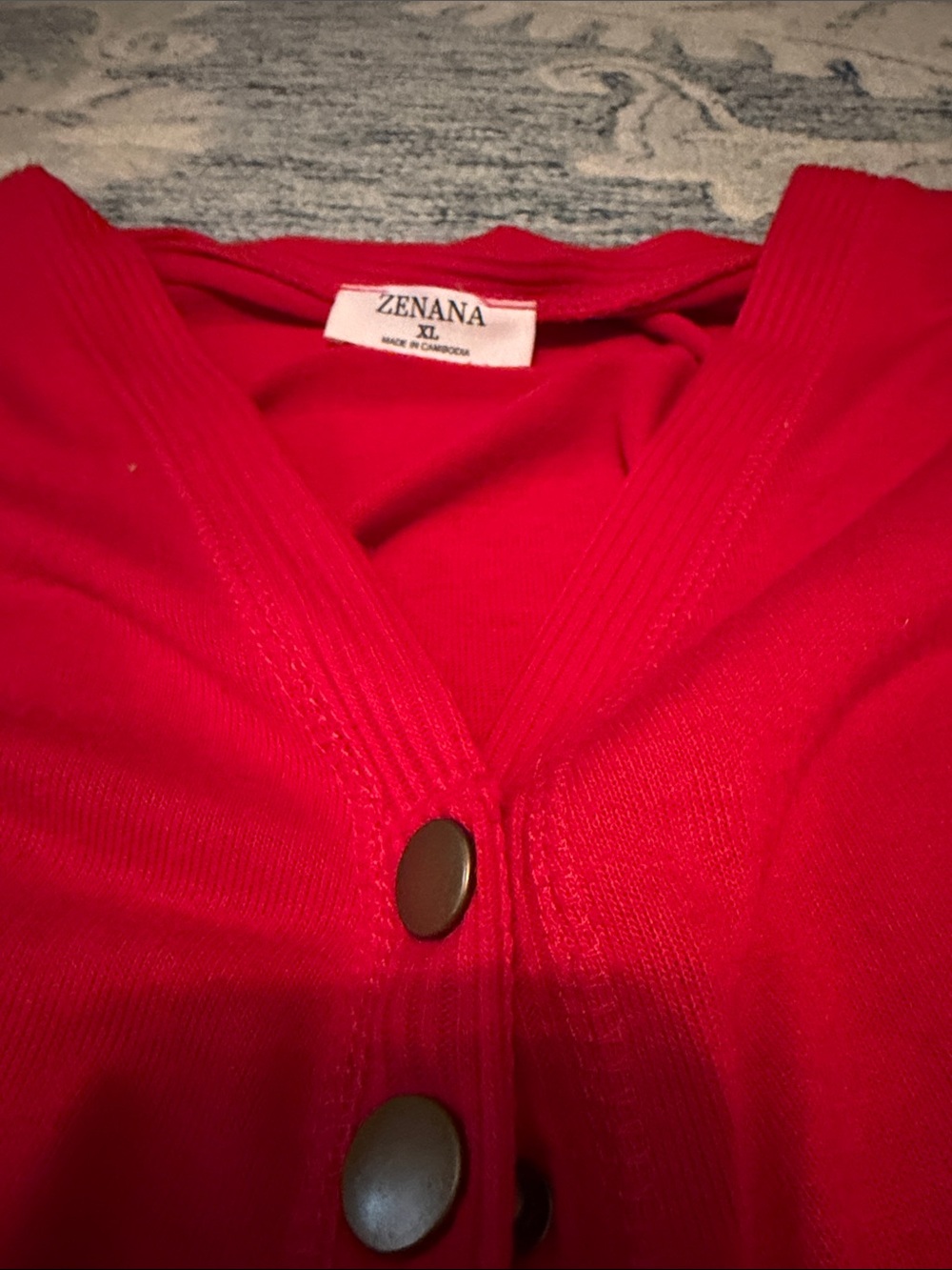 Zenana Outfitters Bright Red V-Neck Button Cardigan